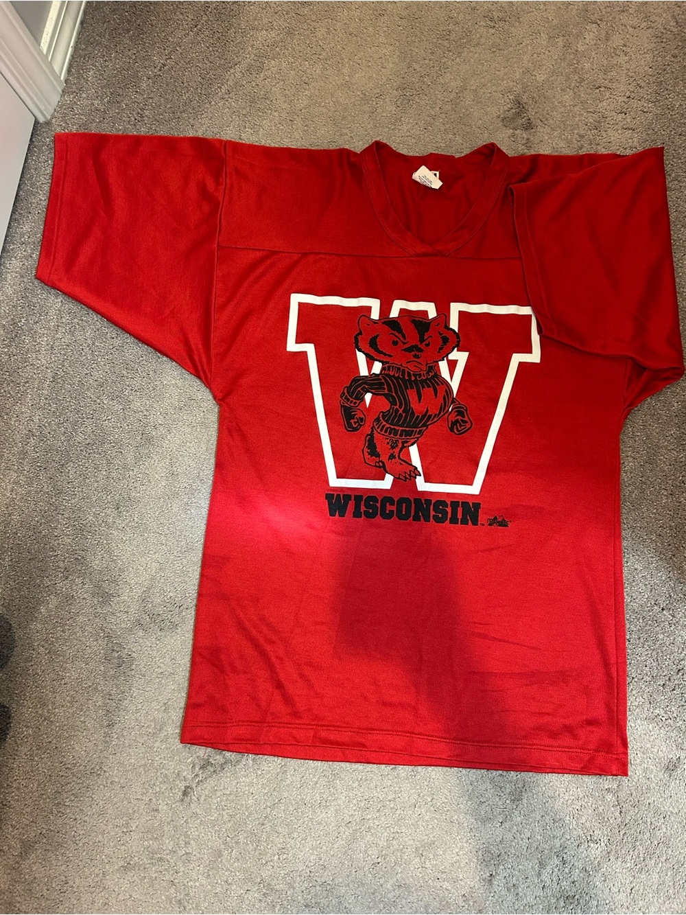 Vintage Bench Red Wisconsin Graphic Jersey Tee